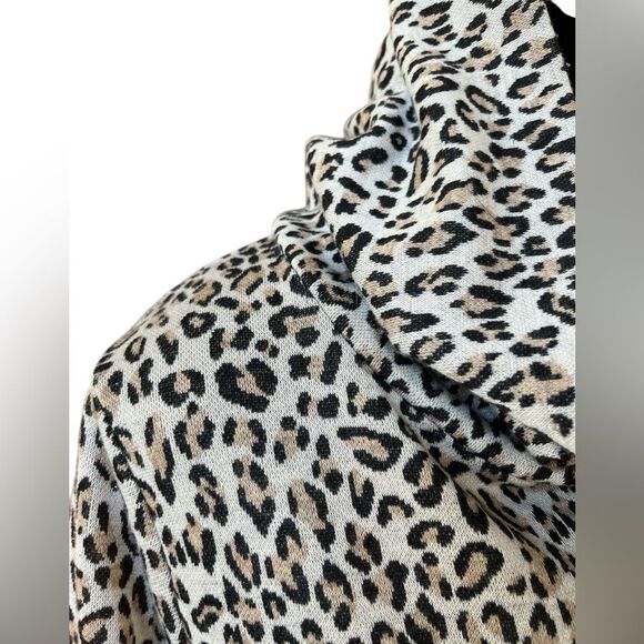 Tyler Böe Knit Dress Size Large Leopard Print 3/4 Sleeve Pleat Pockets - Picture 6 of 10